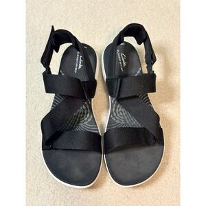 Clark's Black Mira Tide Cloudstepper Comfort Strappy Sandals Women's Size 9.5